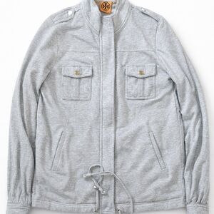 Tory Burch Light Gray Military-Style Knit Jacket